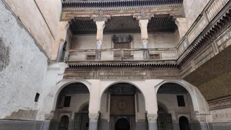 Neglected-palace-riad-indoor-garden-rundown-residency-in-Fes-Morocco-Arabic-architecture