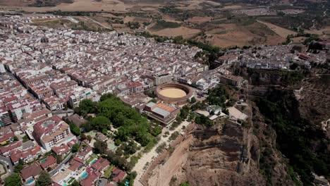 aerial-panoramic-view-video-of-Ronda,-Andalusia,-Spain-during-sunny-day