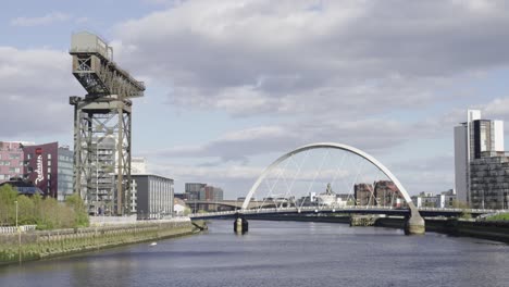 Static-Looking-Down-River-Clyde-Glasgow-Finnieston-Crane-and-Clyde-Arc