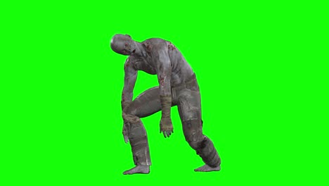 3D-male-zombie-standing-idle-on-green-screen-seamless-loop-3D-animation,-side-view