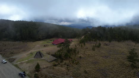 Tourist-visiting-famous-Colossal-Pyramid-in-central-mountain-range,-inside-Valle-Nuevo-National-Park