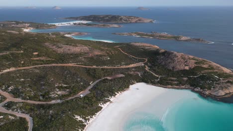 Wharton-Beach,-Westaustralien.-Luftaufnahme-Vorwärts,-Hyperlapse-Zeitraffer