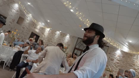 Slow-motion-shot-of-drummers-performing-at-a-wedding-with-LED-drums