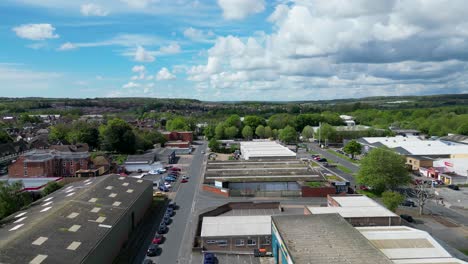 Low-altitude-drone-shot-of-Wincheap-industrial-estate-in-the-city-of-Canterbury