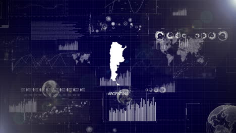 Unternehmenshintergrund-Des-Landes-Argentinien-Mit-Abstrakten-Elementen-Von-Datenanalysediagrammen.-Ich-Zeige-Ein-Technologisches-Video-Zur-Datenanalyse-Mit-Globus,-Wachstum,-Grafiken-Und-Statistischen-Daten-Des-Landes-Argentinien.