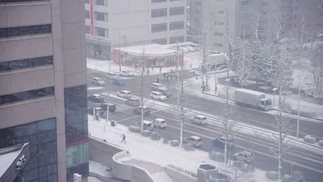 Calles-De-La-Ciudad-De-Sendai-En-Un-Día-Nevado-En-Miyagi-Japón-4k