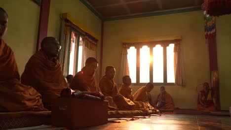 Buddhist-worship-is-going-on-inside-the-Buddhist-monastery