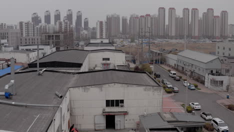 Factories-surrounded-by-residential-buildings-in-Tianjin,-China