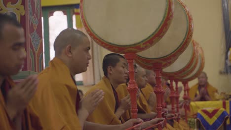 Buddhist-worship-is-going-on-inside-the-Buddhist-monastery