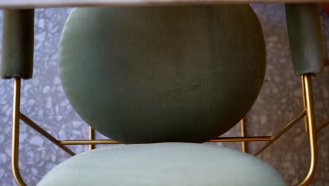 Front-view-of-chair-for-dining-table-in-restaurant-close-up-shot,high-angle-shot