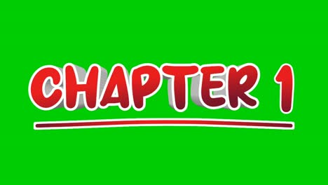 Chapter-1-one-text-Animation-motion-graphics-pop-up-on-green-screen-background