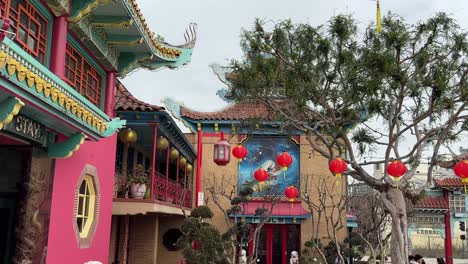 Chinatown-is-a-neighborhood-in-downtown-Los-Angeles,-California-decorated-for-Chinese-New-Year