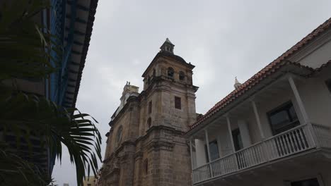 Church-of-San-Pedro-Claver,-side-view-at-religious-building-located-in-Cartagena