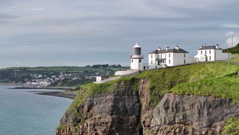 Blackhead-Lighthouse-near-seaside-town-Whitehead-in-County-Antrim,-Northern-Ireland