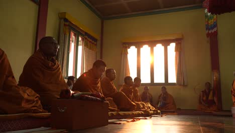 Buddhist-worship-is-going-on-inside-the-Buddhist-monastery