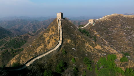 Aerial-View-Of-Jinshanling-Section-Of-The-Great-Wall-of-China-In-Luanping-County,-Chengde,-Hebei-Province