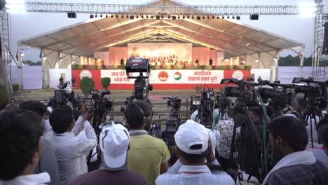 Video-journalists,-press,-and-media-coverage-during-the-Indian-Lok-Sabka-Election-Campaign-by-Indian-Prime-Minister-Narendra-Modi-BJP