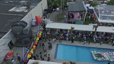 Aerial-View-Of-Crowded-People-Attending-Summer-Outdoor-Event-In-The-City-Of-Atlanta,-Georgia,-United-States