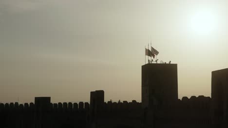 Vista-De-Las-Murallas-Medievales-Durante-La-Puesta-De-Sol-En-Cittadella,-Provincia-De-Padua,-Italia.