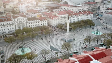 Imágenes-De-Drones-De-La-Plaza-Rossio-Con-Un-Gran-ángulo