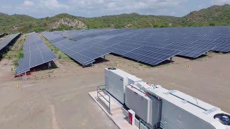 Solar-panels-park-in-Bani,-Dominican-Republic_drone-shot
