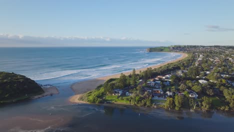 Early-morning-drone-shot-of-Gerringong-in-NSW-Australia