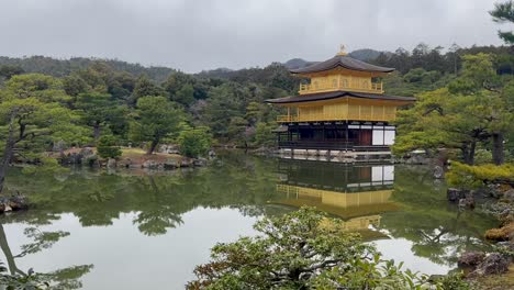 Three-tiered-Golden-Pavilion-In-Kinkaku-ji-Buddhist-Temple-In-Kyoto,-Japan