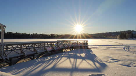 Sun-shining-in-frosty-morning,-Arvidsjaur