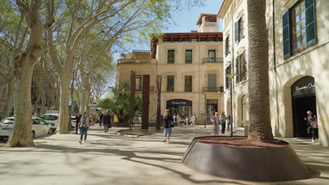 Sunny-day-on-a-bustling-street-in-Palma-de-Mallorca