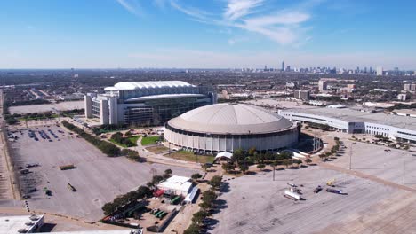 NRG-Stadium-and-Rodeo-Arena,-Houston-Texas-USA,-Drone-Aerial-View