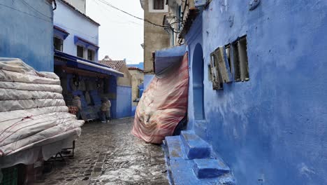 Casco-Antiguo-De-La-Medina-Durante-La-Lluvia-Chefchaouen-Marruecos-Ciudad-Azul-Turística