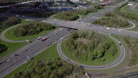 Complete-aerial-view-of-Dutch-transit-roundabout-Hoevelaken-intersection-near-Amersfoort-with-greenery-islands