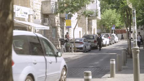 Straßen-Von-Jerusalem,-Israel.-Menschen-Gehen