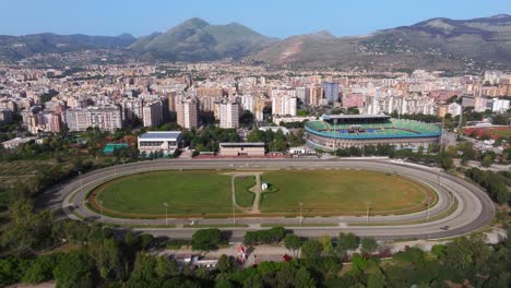 Aerial-Pullback-Reveals-La-Favorita-Hippodrome-in-Sicilian-Capital-City