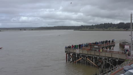 2024-UIM-World-Jet-Boat-River-Racing-Championship-in-Bandon-Oregon,-spectators-watch-the-race