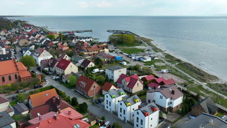 Aerial-above-Kuźnica-small-popular-village-in-summer-season