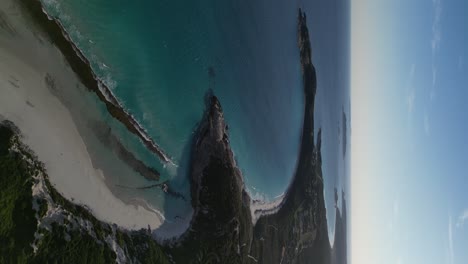 Vertical-drone-shot-of-West-Beach-in-Esperance-with-clear-water-during-sumset--Beautiful-Australian-coastline