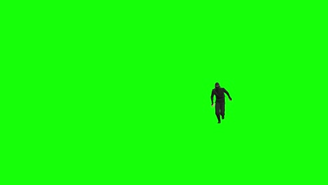 Personaje-Ninja-Shinobi-3d-Corriendo-En-Pantalla-Verde-Y-Falleciendo