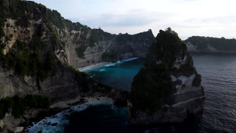 Beautiful-Diamond-Beach,-Indonesia,-sunrise-natural-scenery,-aerial