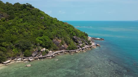 Beautiful-tropical-off-the-beaten-path-island-in-Pacific-Ocean---drone-view