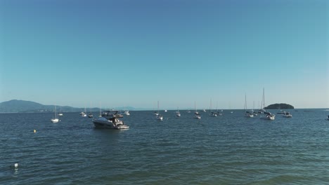 Vogelperspektive-Eines-Wunderschönen-Morgens-Am-Strand-In-Jurerê,-Florianópolis,-Brasilien