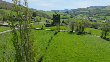 Old-And-Historic-Torre-de-Tores-Ruins-With-Green-Landscape-In-Summer-In-Lugo,-Spain
