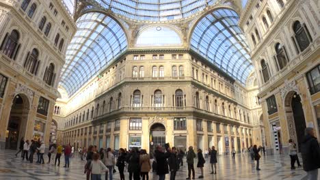 People-Inside-Galleria-Umberto-I---Public-Shopping-Gallery-In-Naples,-Italy