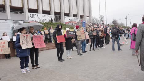 Protest-supports-campaign-standing-together-to-Free-Azov-prisoners-of-war-on-overcast-day