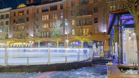 A-time-lapse-documenting-the-Ice-Skating-Rink-in-Downtown-Rockville,-MD