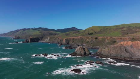 Wide-angle-drone-aerial-view-of-the-pacific-ocean-coastline