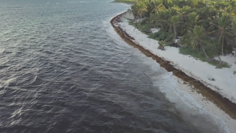 Schnelles-Überflug-Filmmaterial-Einer-DJI-Drohne-über-Der-Küste-Von-Punta-Allen-Beach