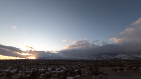 The-Beautiful-Rolling-Clouds-Over-The-Mojave-Desert-In-California---Time-Lapse