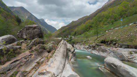 Time-lapse-in-Lavertezzo,-Verzasca-valley