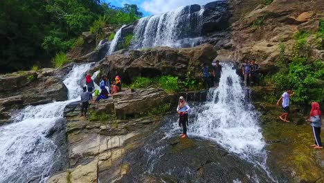 Low-angle-drone-footage-of-Ai-Beling-waterfalls-in-Sumbawa-Indonesia